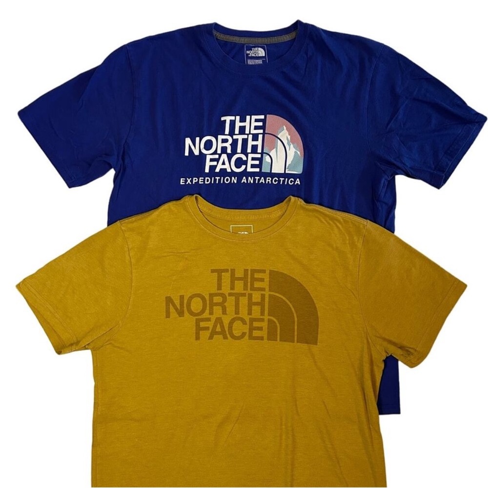 The North Face Blue and Yellow Short Sleeve Tees